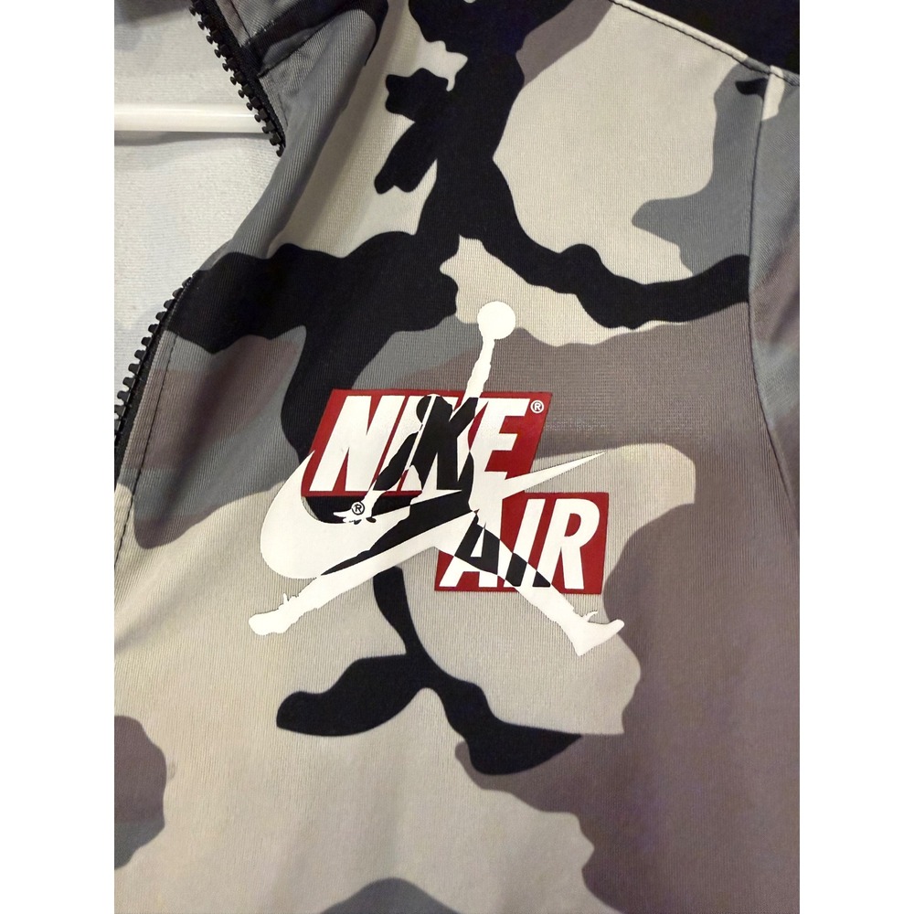 Kids Air Jordan Camouflage Track Jacket Full Zip Black Grey White Size L - Picture 2 of 6
